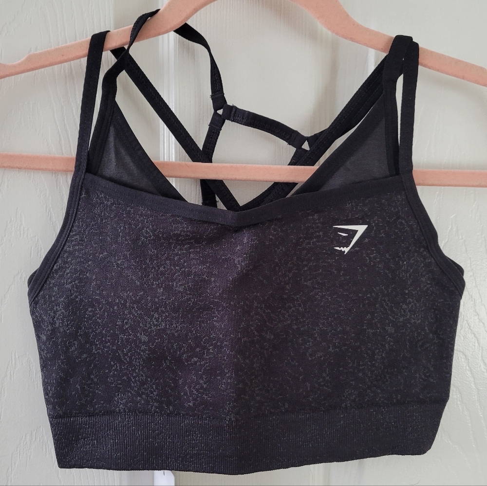 Gymshark Black Marble Strappy Seamless Sports Bra
